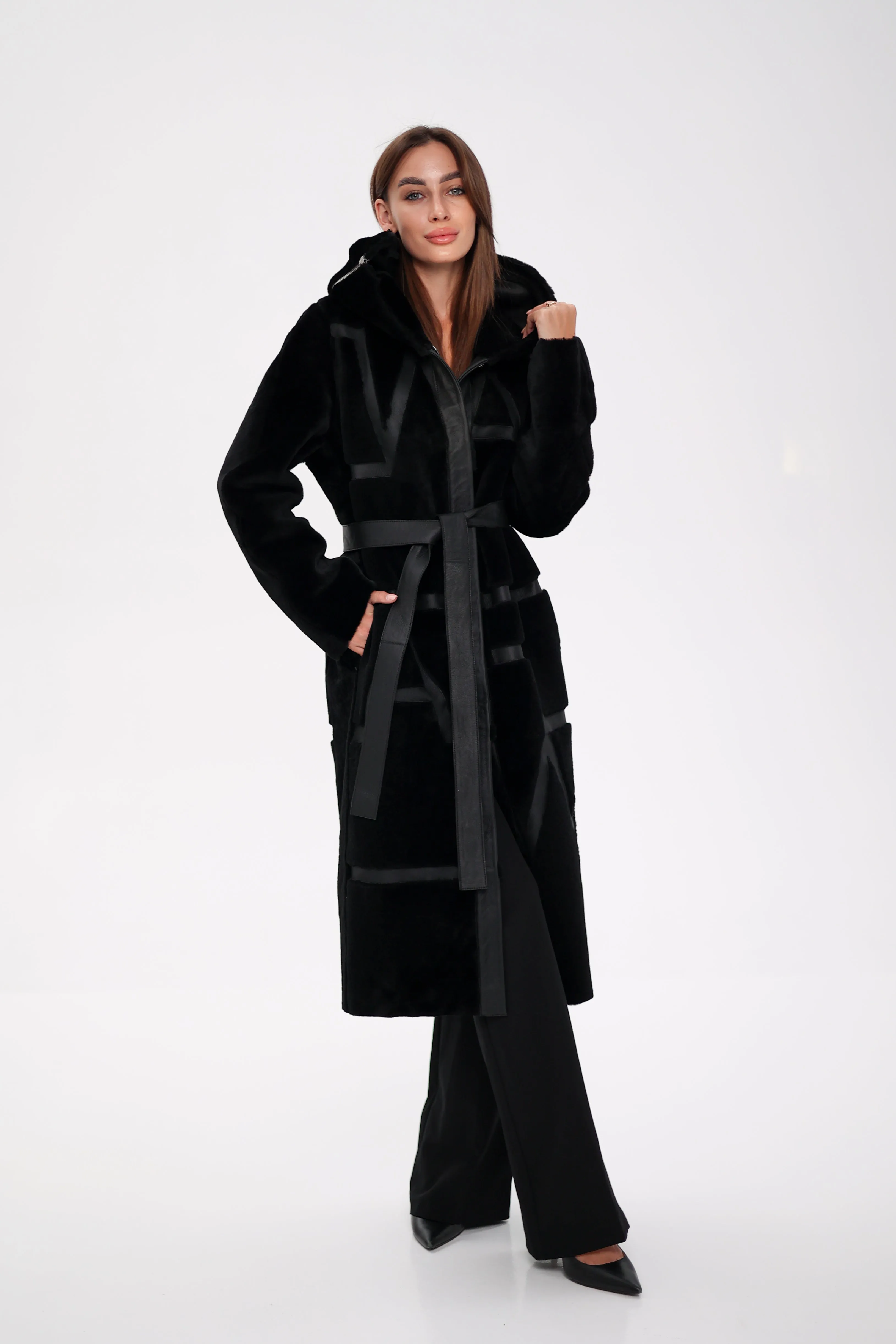 ⇆ Genuine Shearling Lamb Leather Reversible Coat