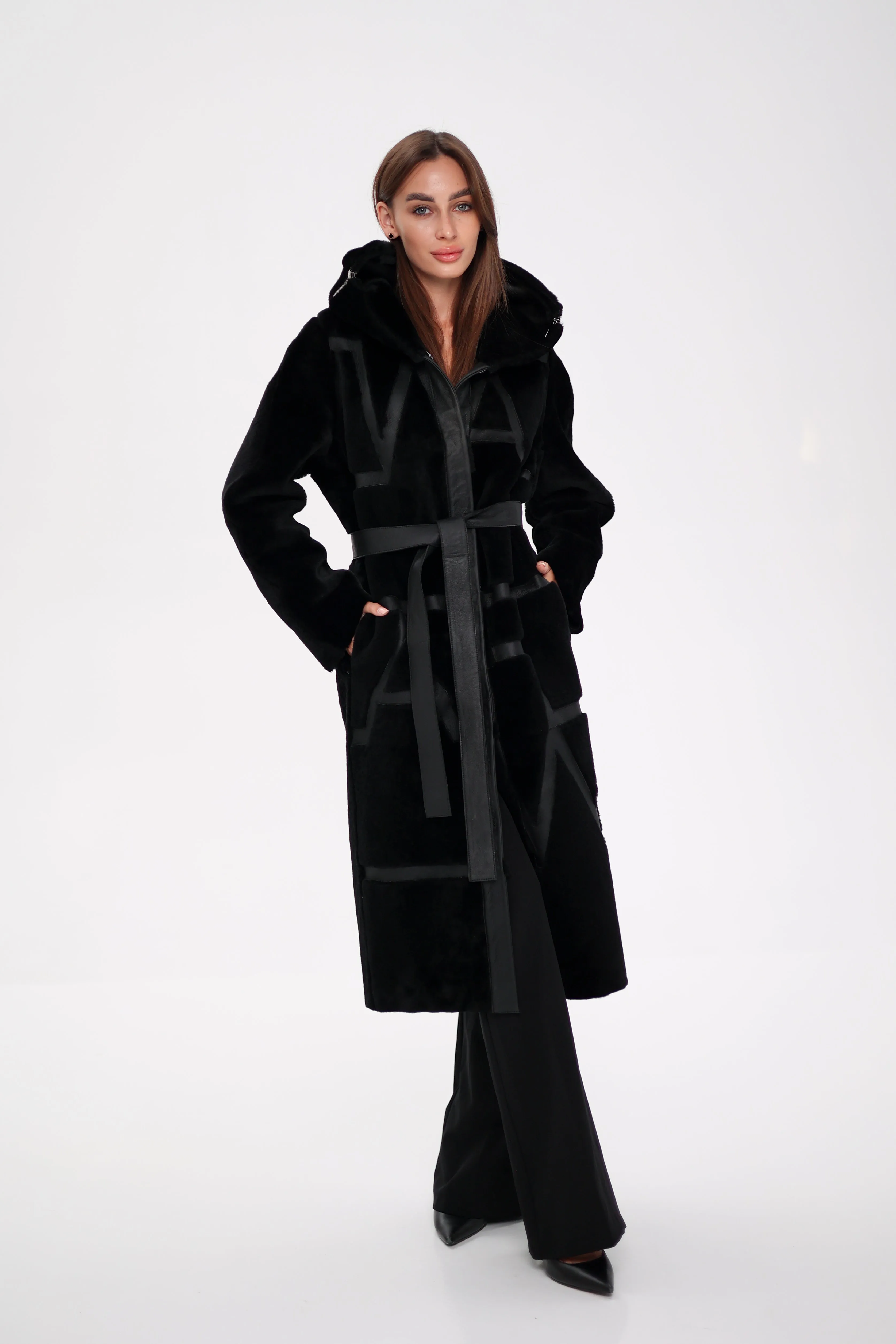 ⇆ Genuine Shearling Lamb Leather Reversible Coat