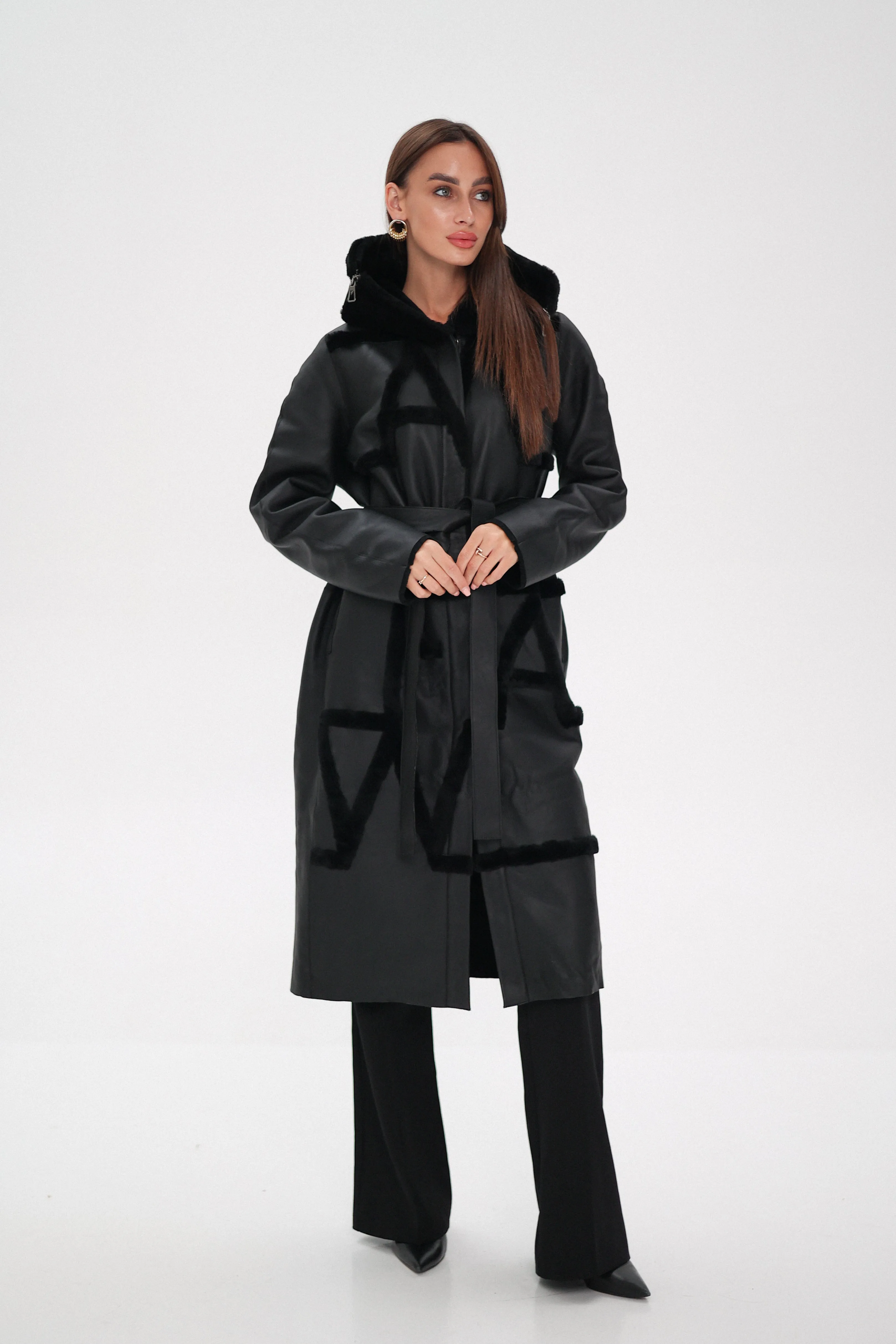 ⇆ Genuine Shearling Lamb Leather Reversible Coat