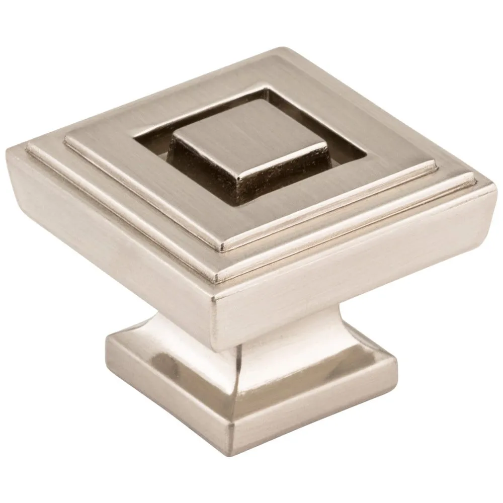 1-1/4" Overall Length Satin Nickel Square Delmar Cabinet Knob (Tomlin)