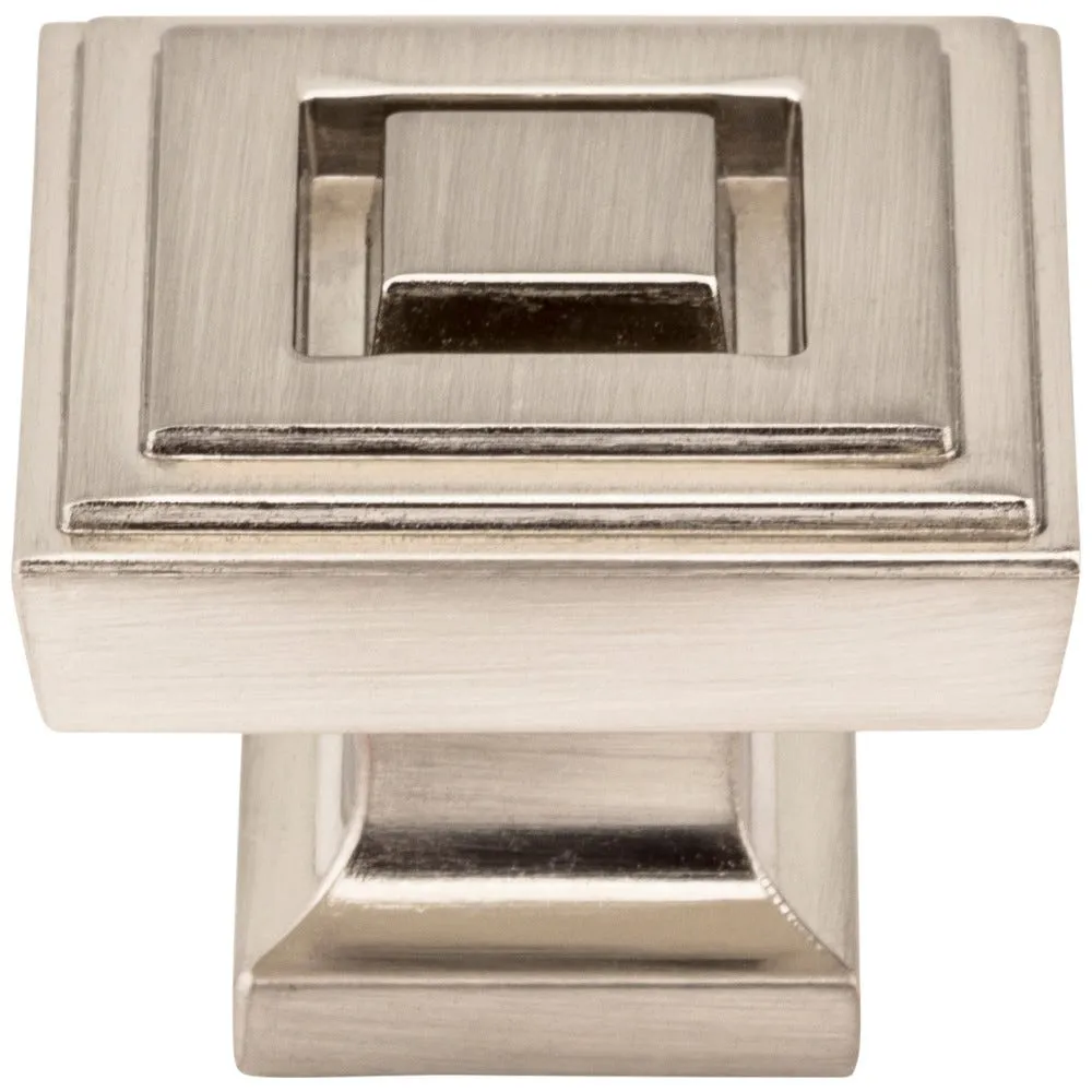 1-1/4" Overall Length Satin Nickel Square Delmar Cabinet Knob (Tomlin)