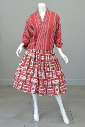 1930s 40s Wrap Front Balloon Sleeve Kimono Jacket