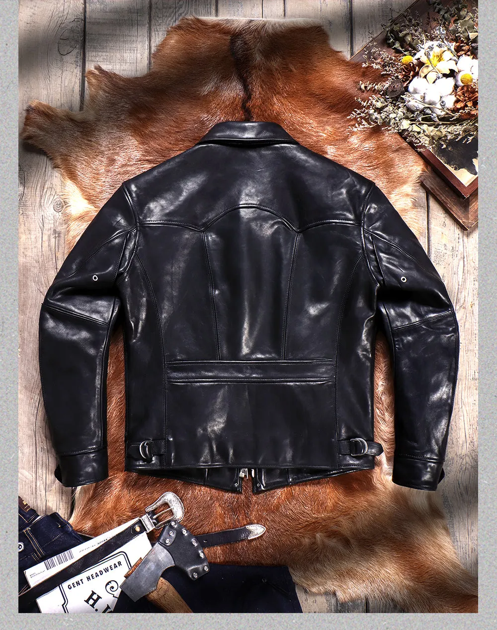 1930s Sports Leather Jacket Black