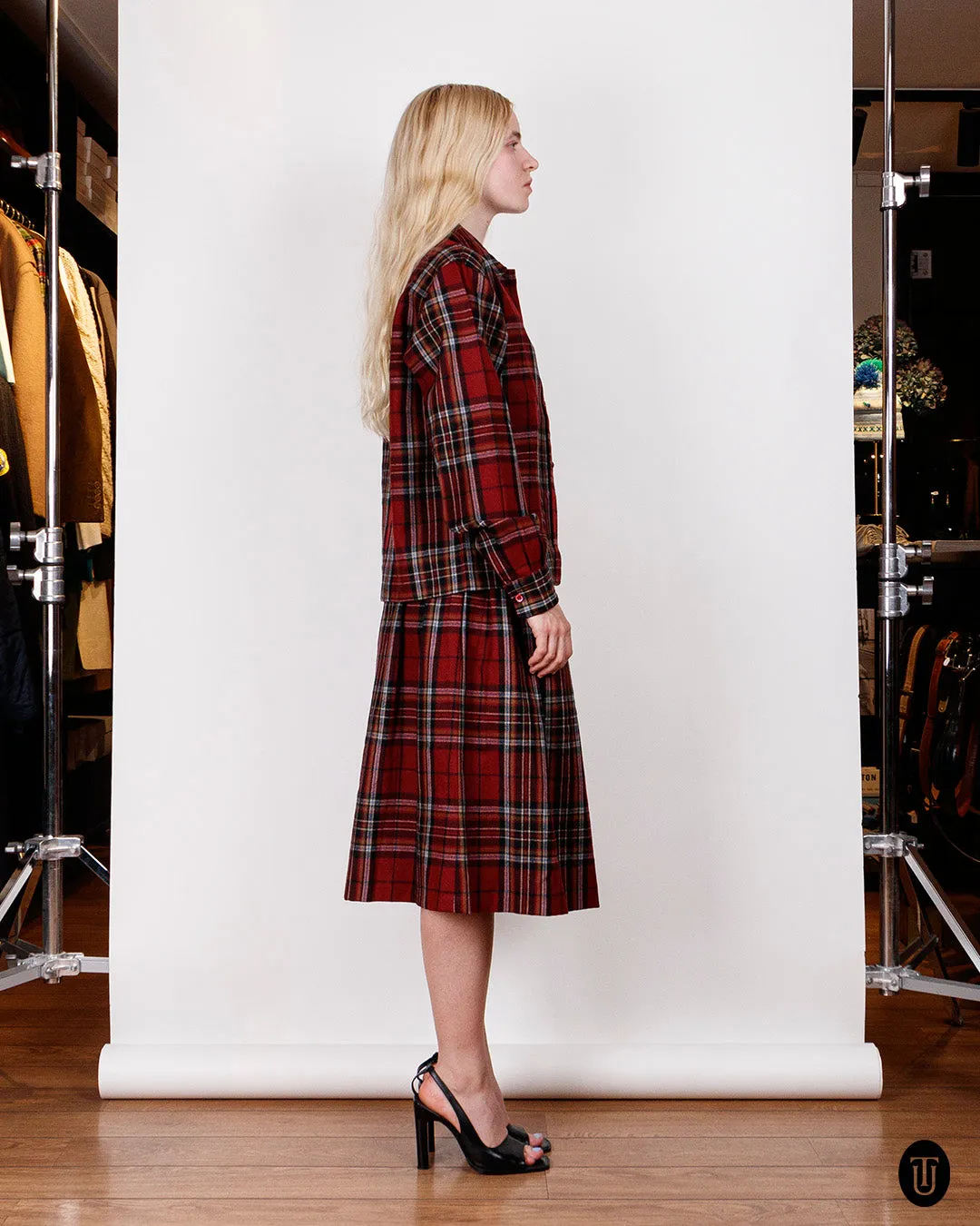 1980s Yves Saint Laurent Rive Gauche Wool Tartan Skirt Suit S