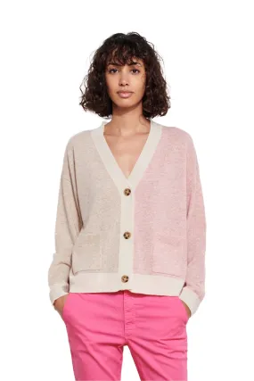 2 Tone Boxy Cardigan Oatmeal/Rosewater