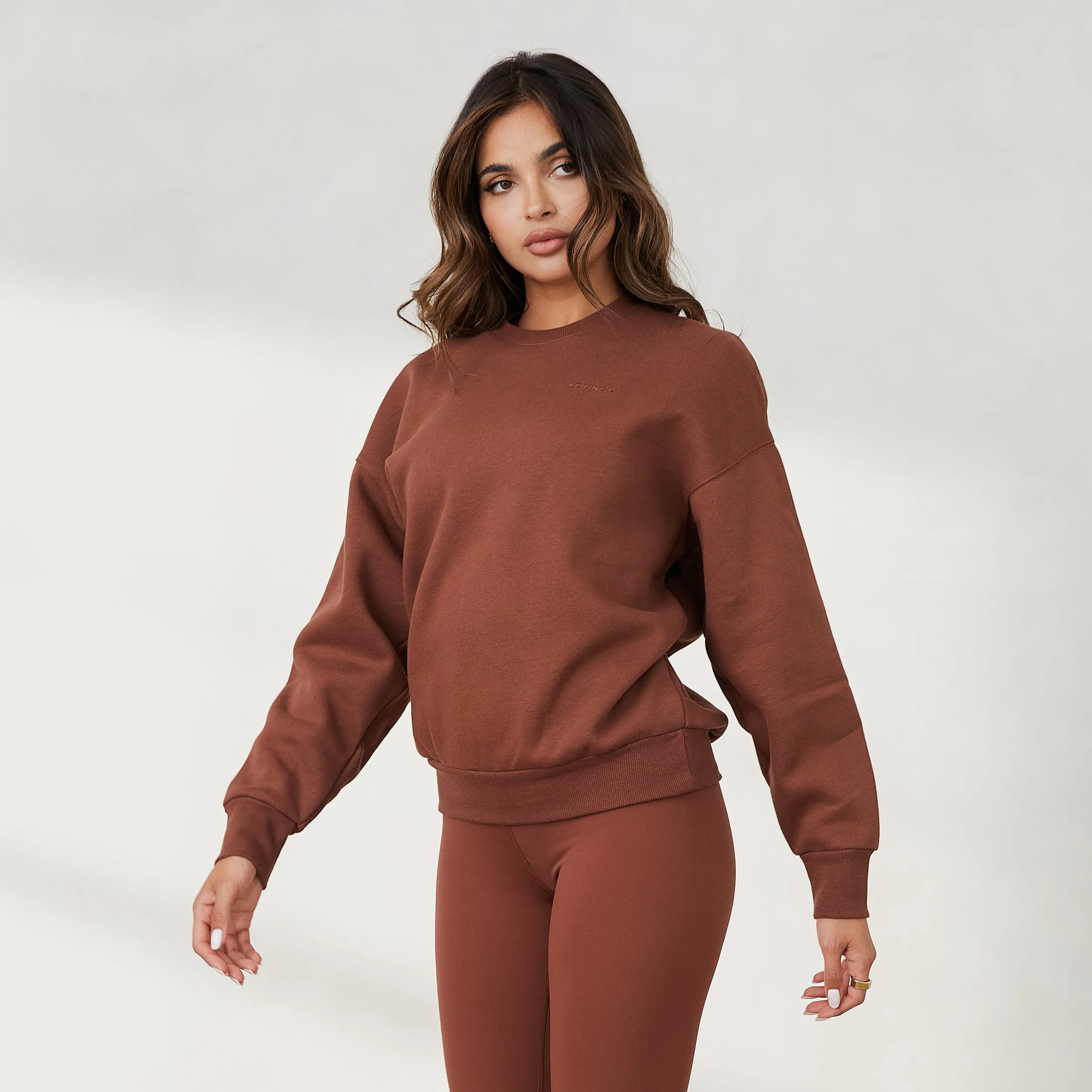 365 Oversized Crew Neck Jumper - Chocolate