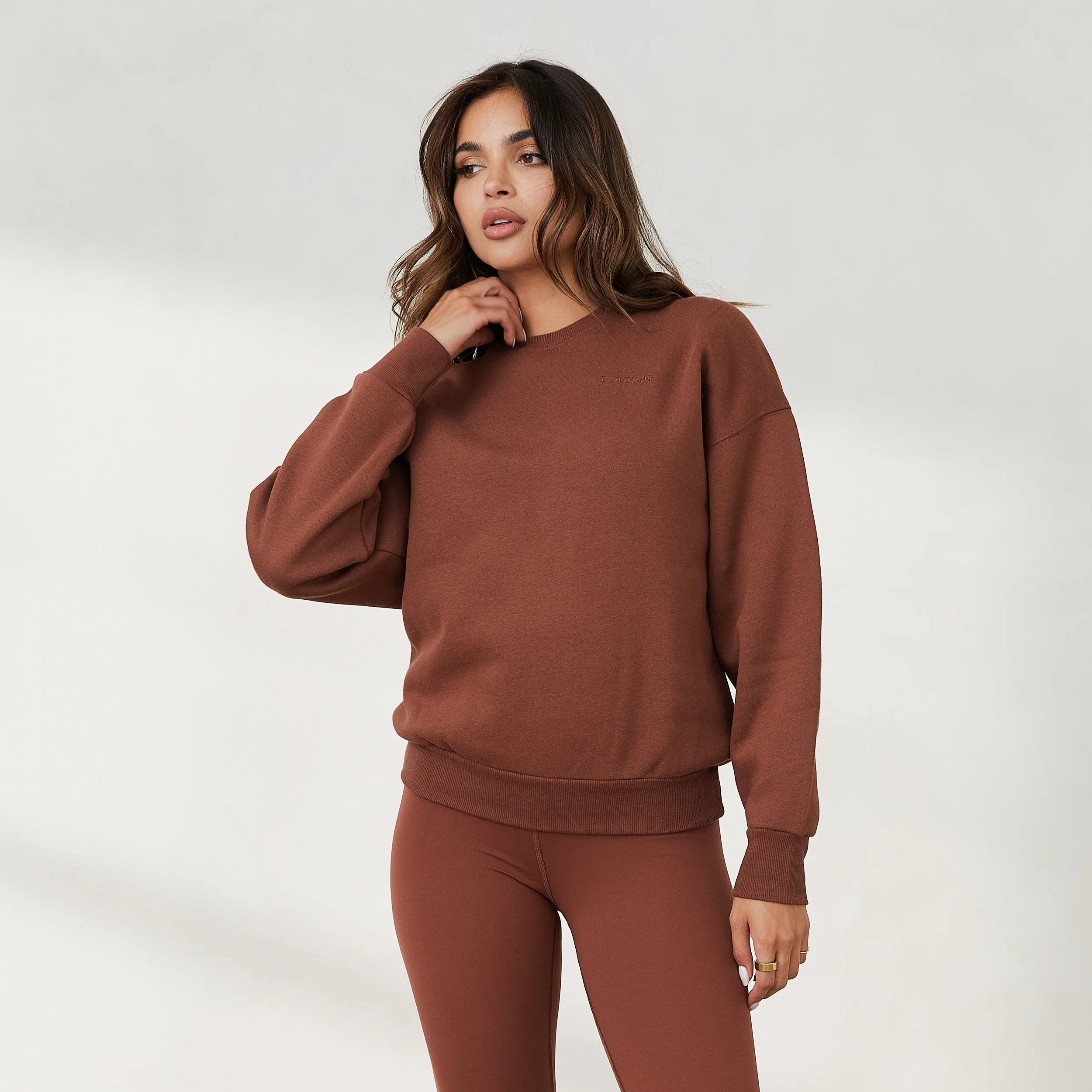 365 Oversized Crew Neck Jumper - Chocolate