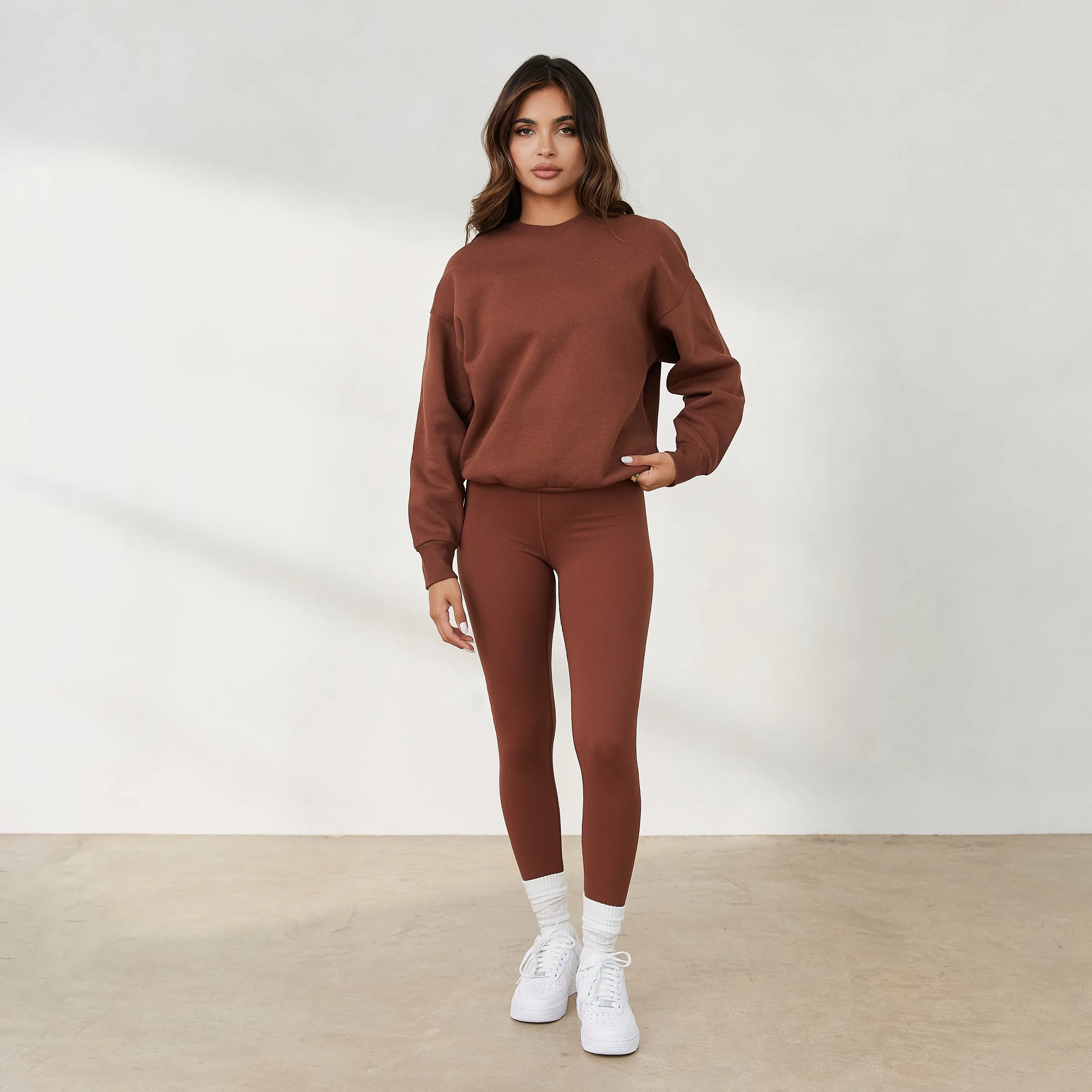 365 Oversized Crew Neck Jumper - Chocolate