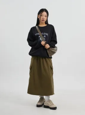 A-Line Cargo Maxi Skirt CJ319