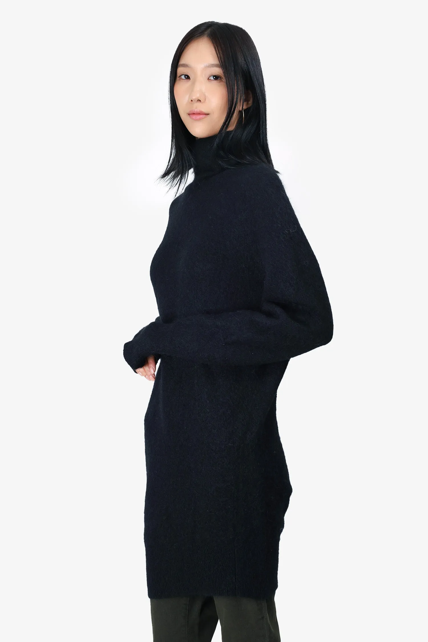 Acne Studios Black Wool/Mohair Turtleneck Sweater Dress Size S