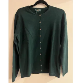 Alan Paine Helen Ladies Inset Sleeve Crew Cardigan Sweater In Tartan Green