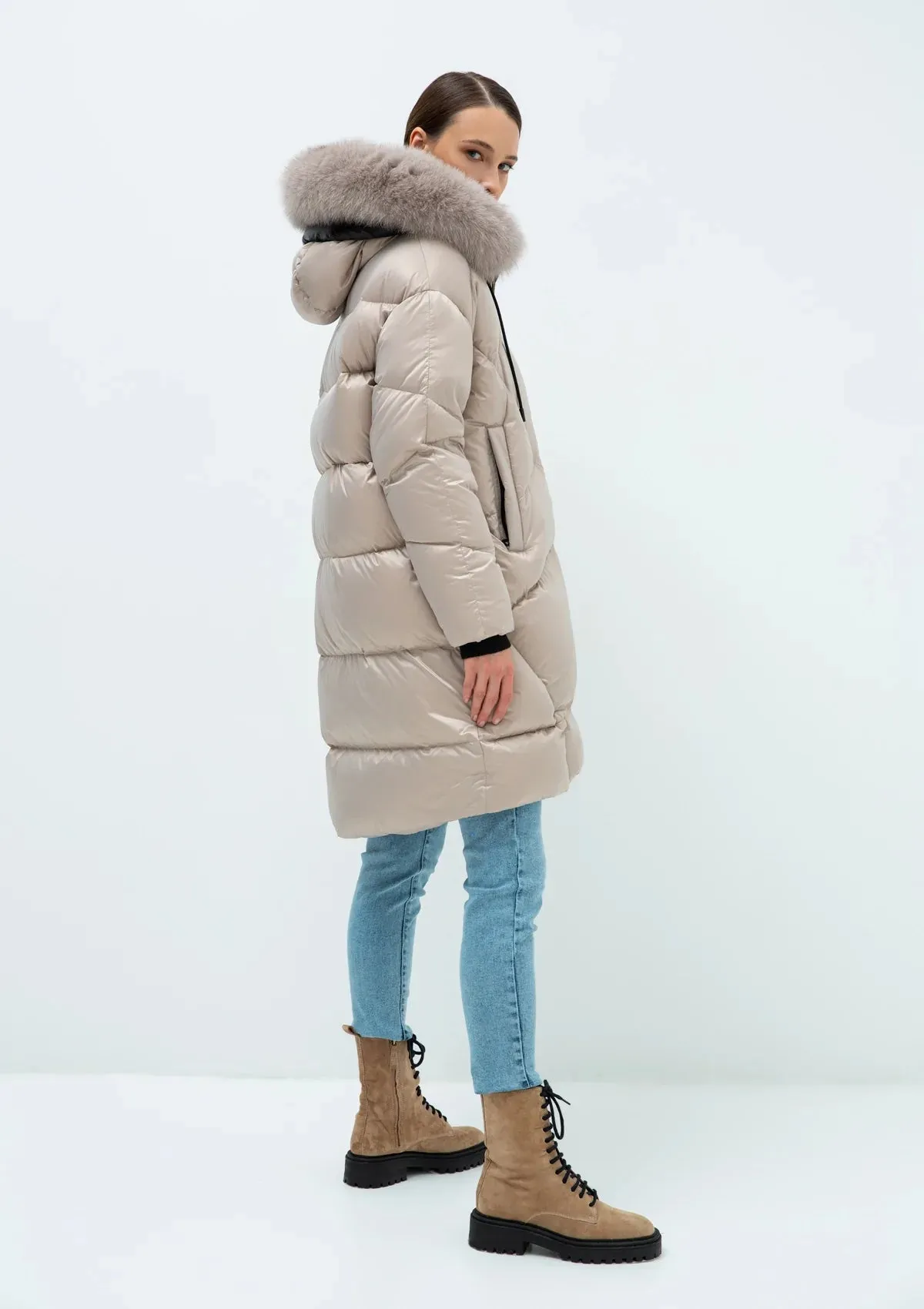 Alizée Premium Genuine Polar Fox Fur Down Winter Coat