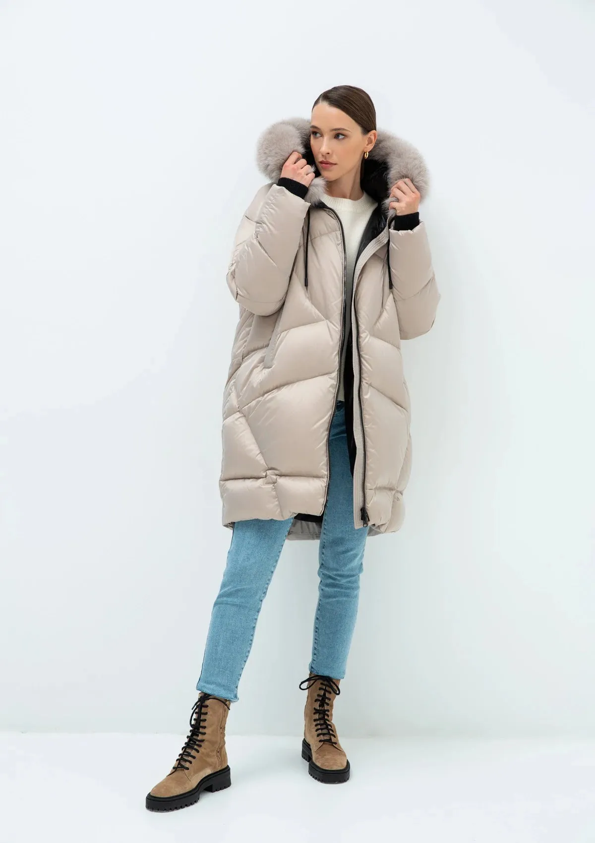 Alizée Premium Genuine Polar Fox Fur Down Winter Coat