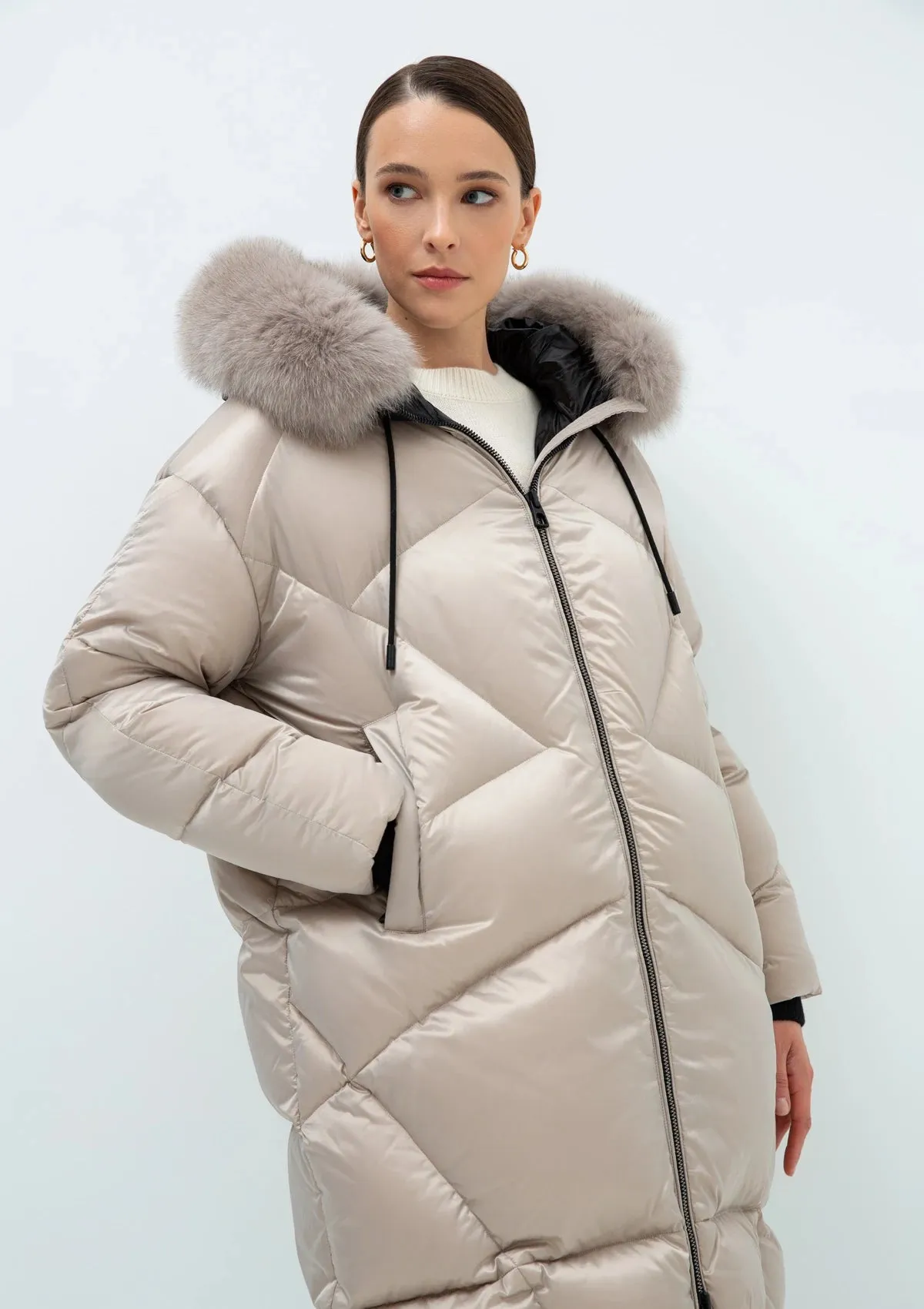 Alizée Premium Genuine Polar Fox Fur Down Winter Coat