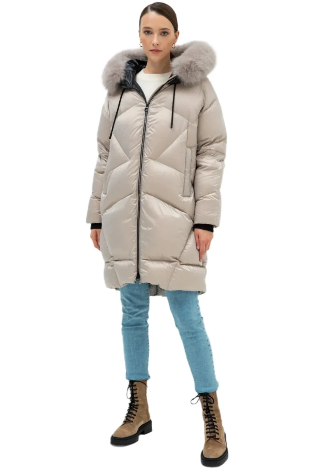 Alizée Premium Genuine Polar Fox Fur Down Winter Coat