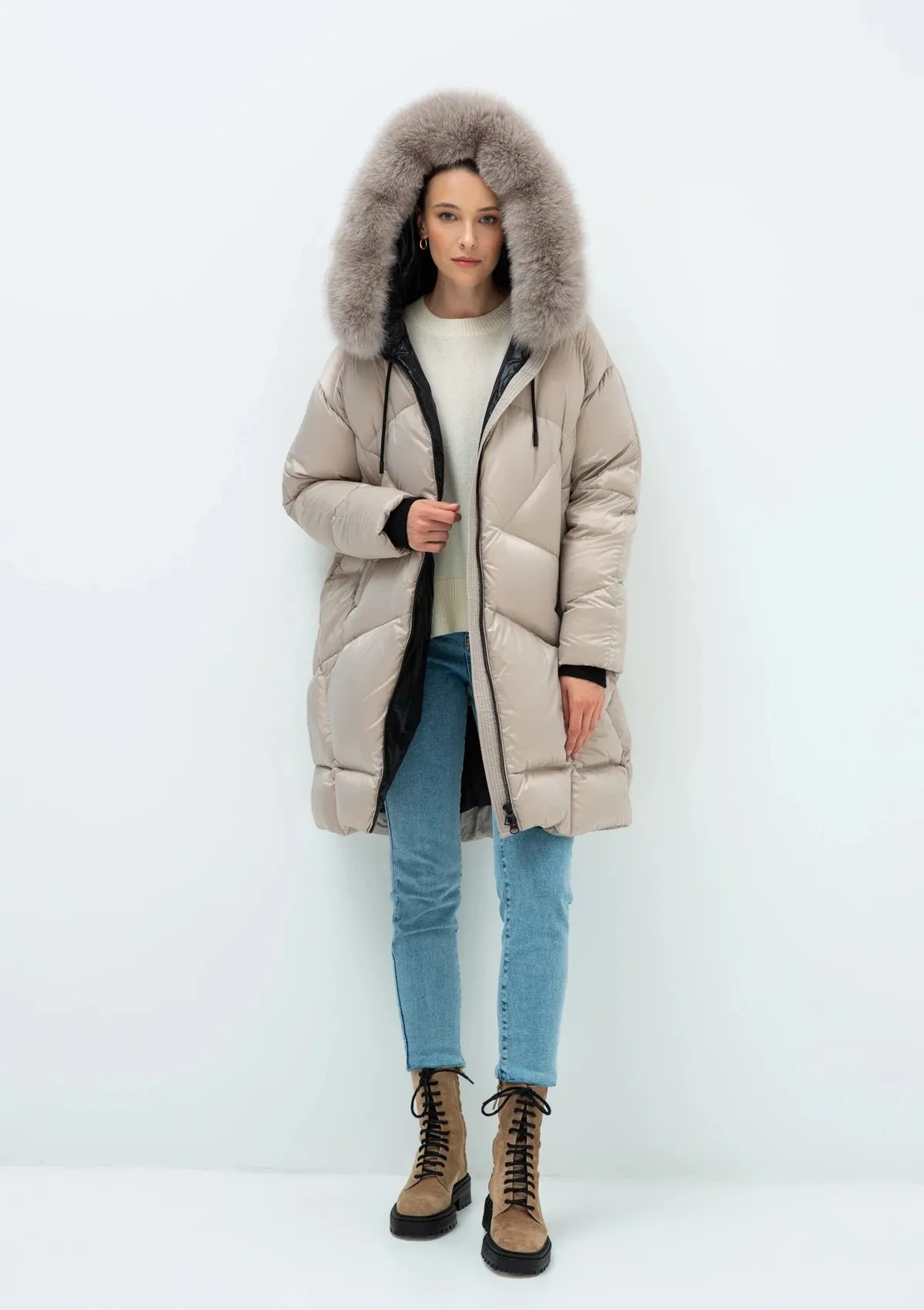 Alizée Premium Genuine Polar Fox Fur Down Winter Coat