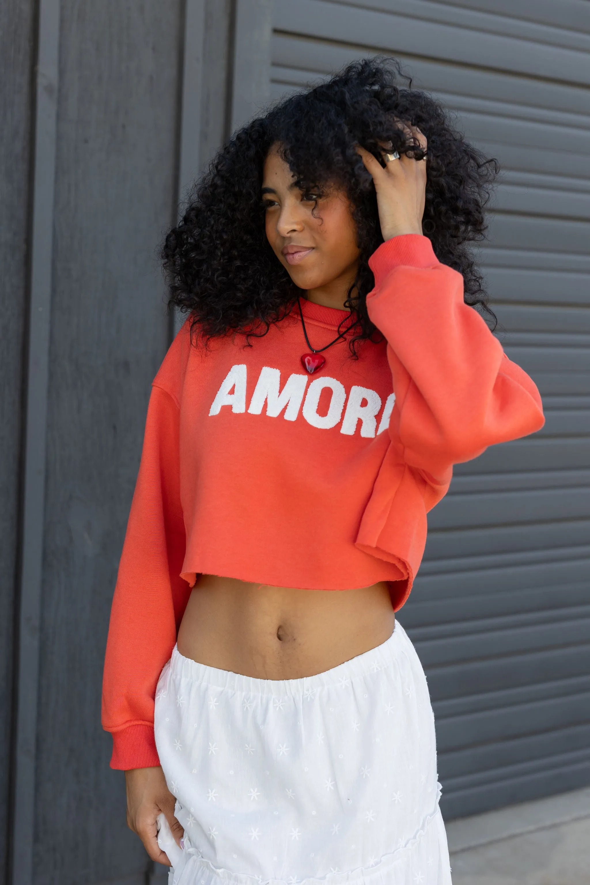 Amore Cropped Graphic Sweatshirt