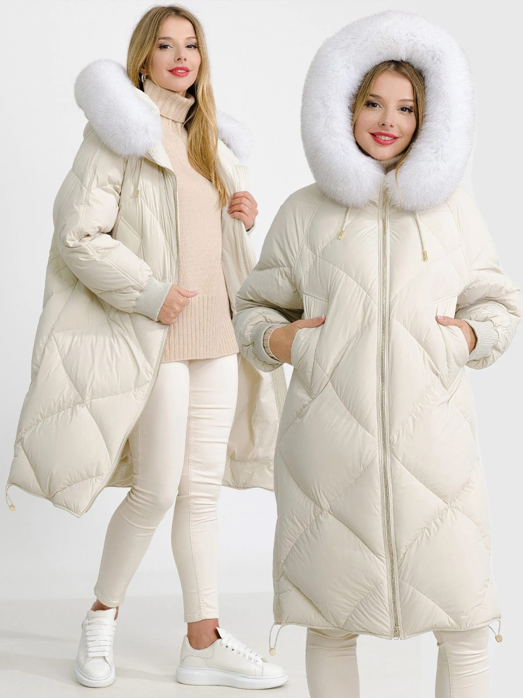 Amour Genuine Polar Fox Fur Down Fill Coat