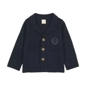 Analogie Navy Knit Crest Blazer