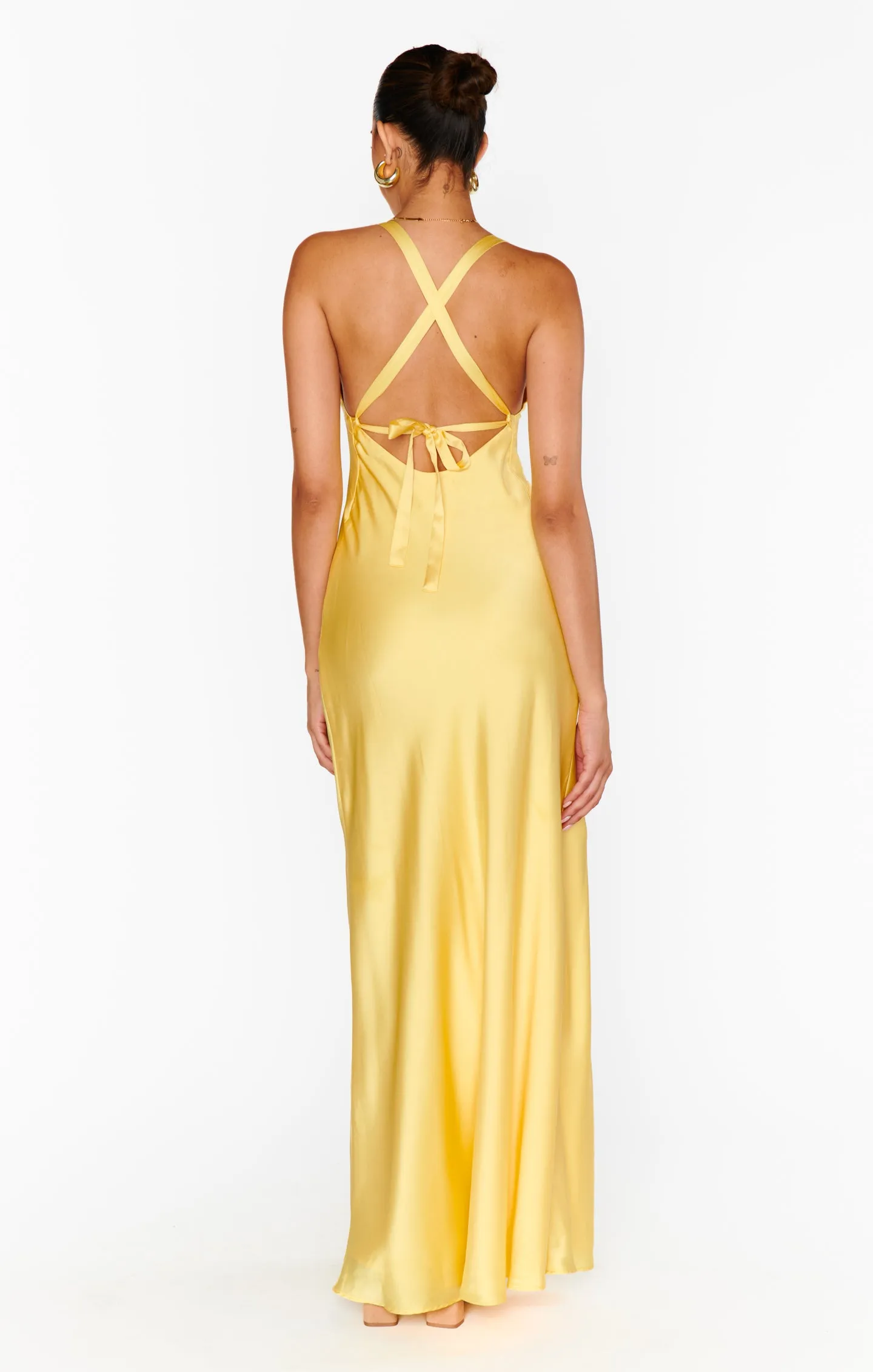 Anderson Maxi Dress ~ Yellow Luxe Satin