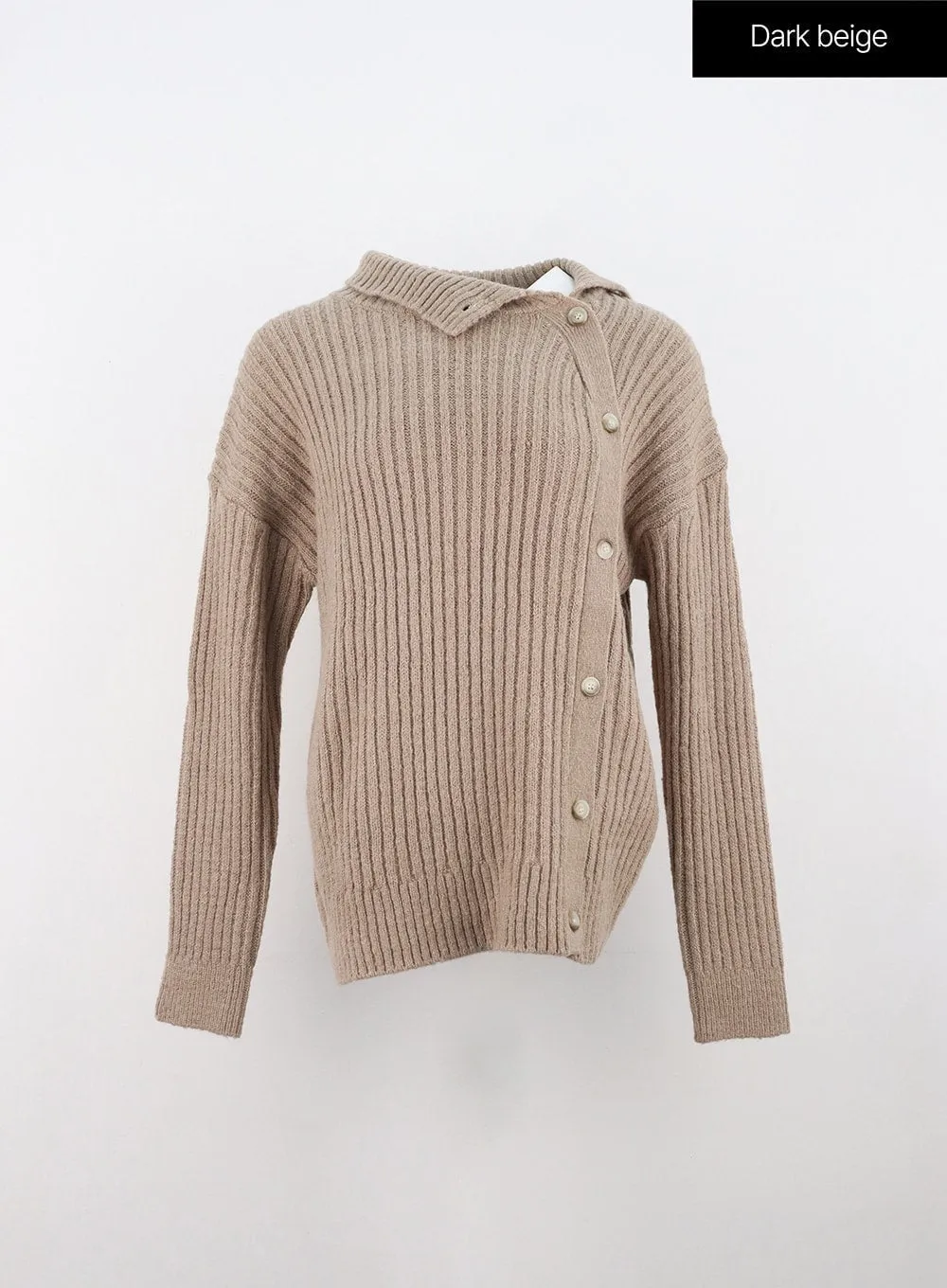 Asymmetric Button Knit Sweater IN308