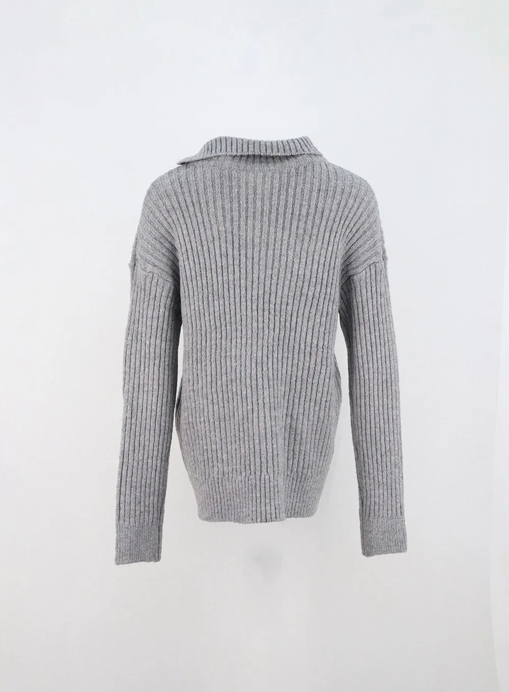 Asymmetric Button Knit Sweater IN308