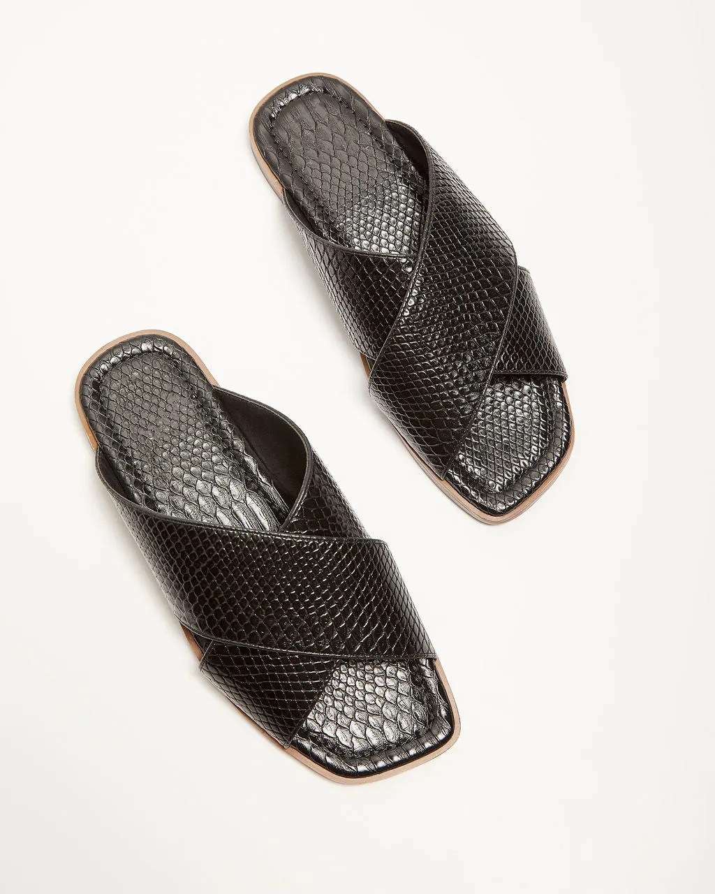 Avena Croc Embossed Slide Sandals