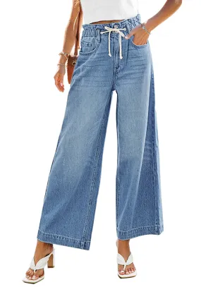 Azure Mood Women's High Waisted Straight Leg Wide Leg Y2K Jeans Pants