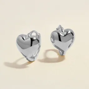 Bae heart midi huggie earrings white gold