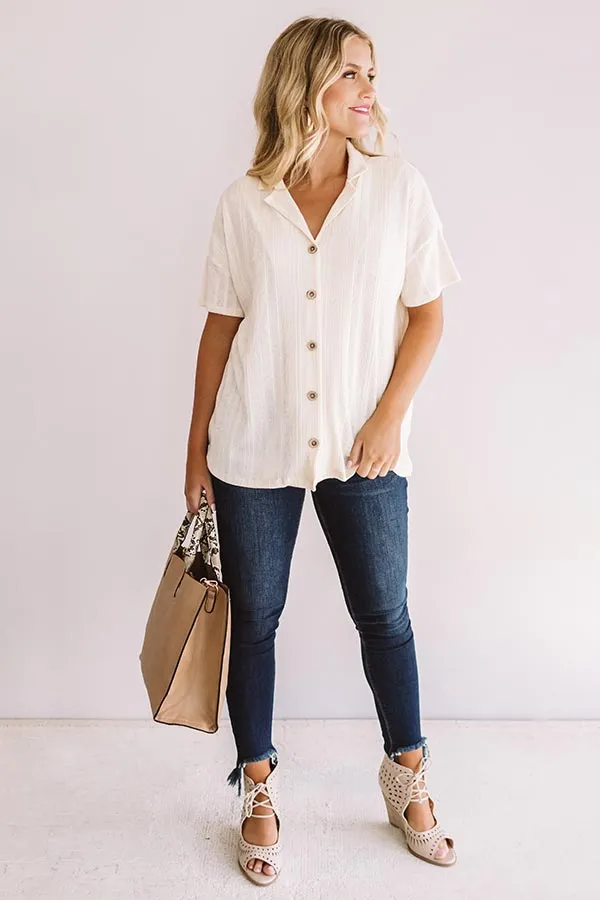 Better In Boston Button Up Top In Cream