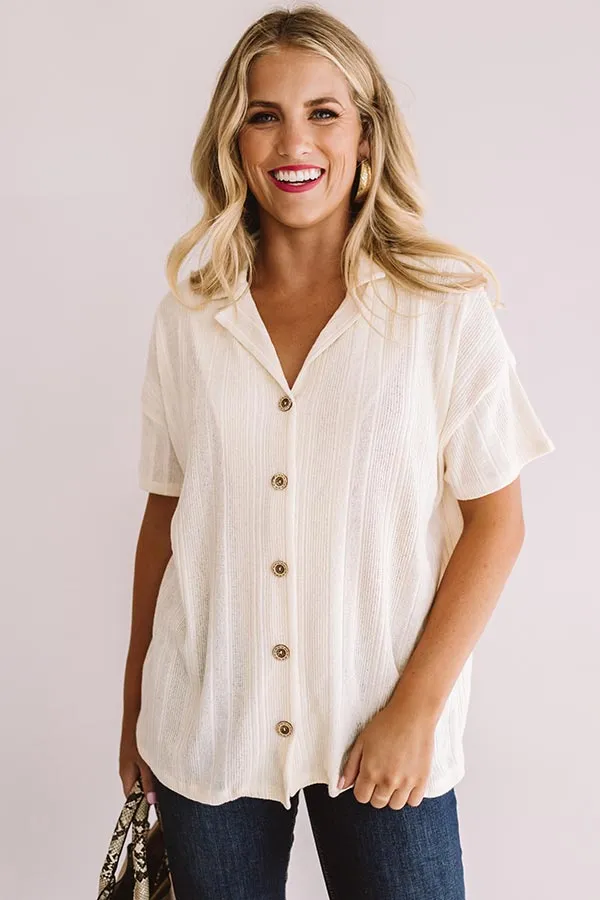 Better In Boston Button Up Top In Cream