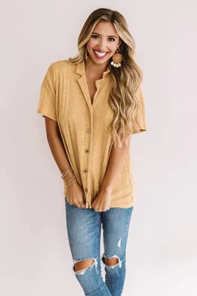 Better In Boston Button Up Top In Mustard