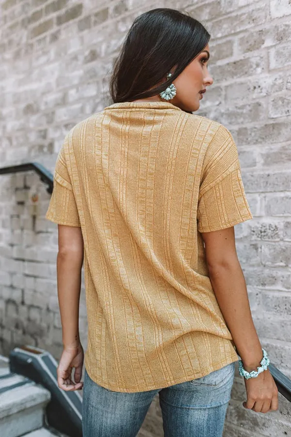 Better In Boston Button Up Top In Mustard