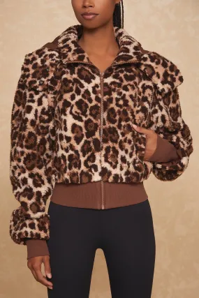 Bianca Sherpa Jacket - Leopard