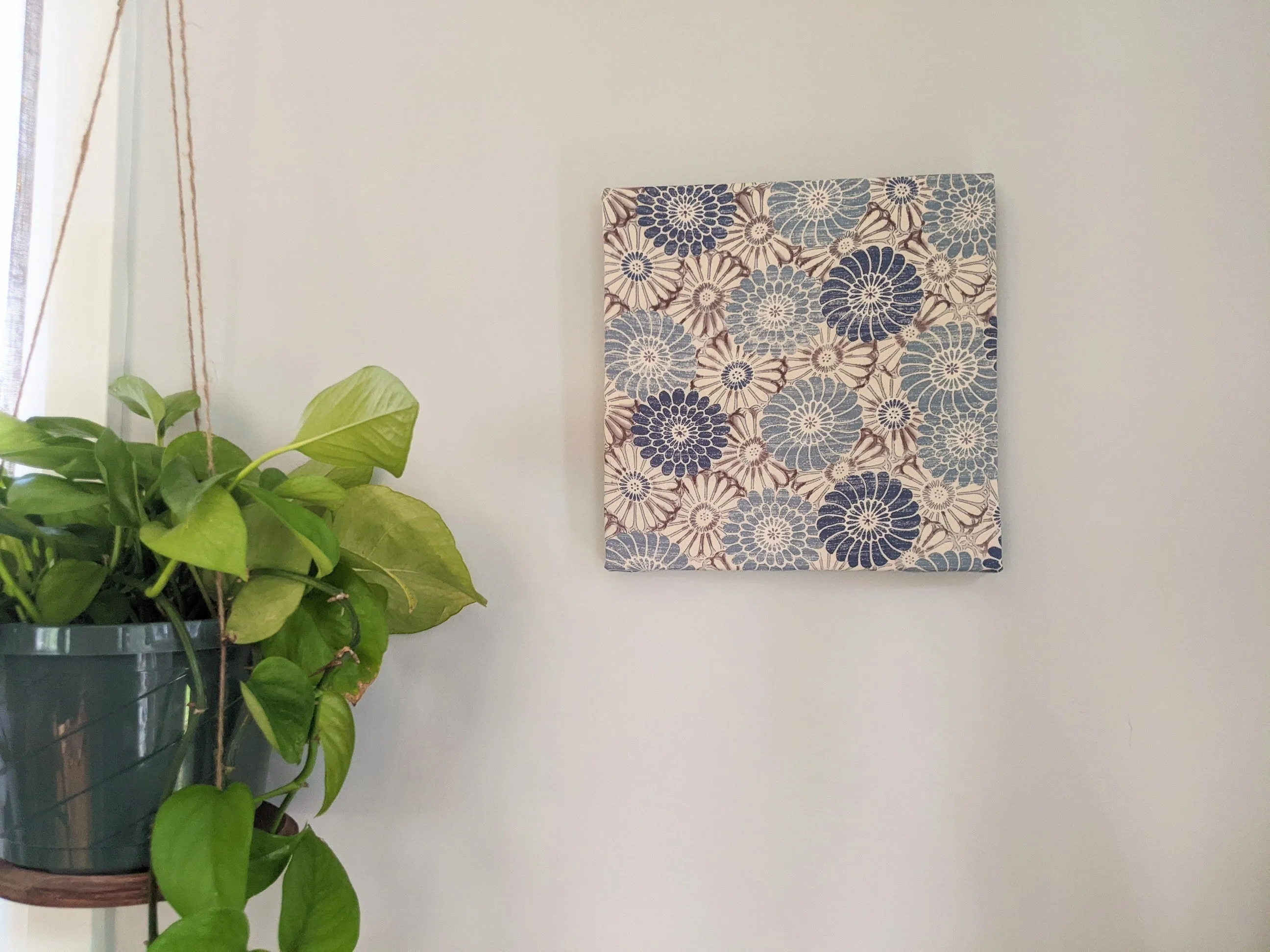 Blue chrysanthemum wall art