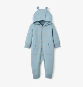 Blue hooded sweater knit one piece 9-12 months