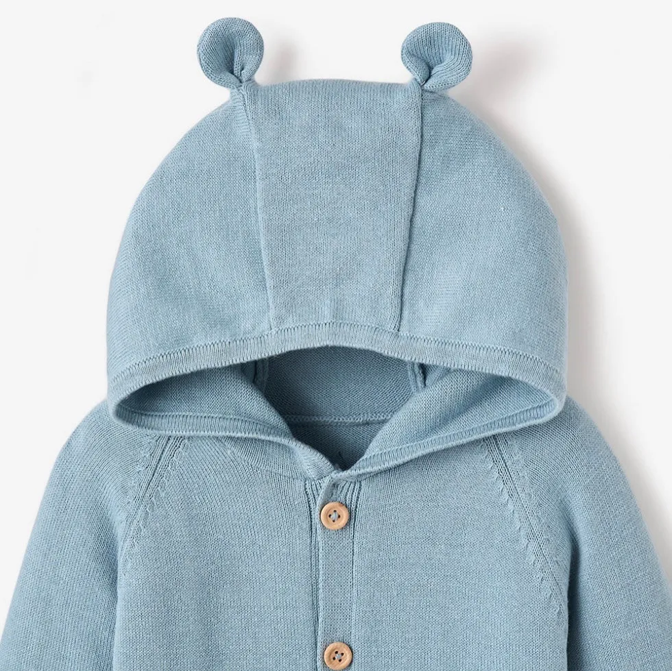 Blue hooded sweater knit one piece 9-12 months