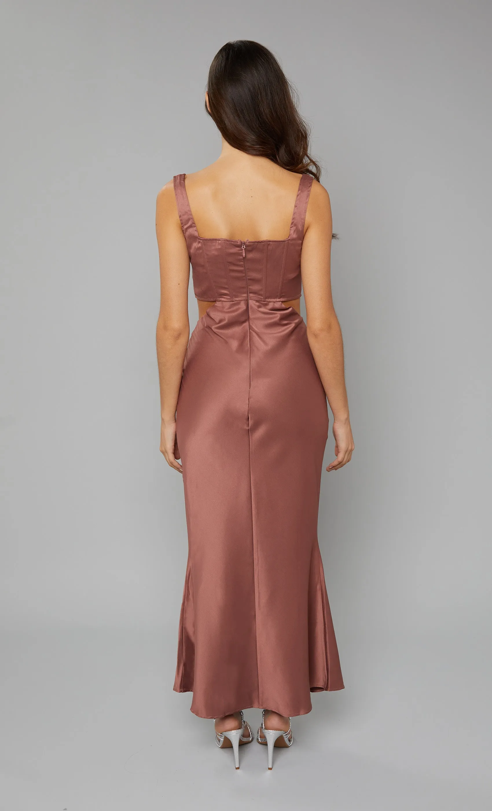 Blush Satin Cut-Out Corset Dress