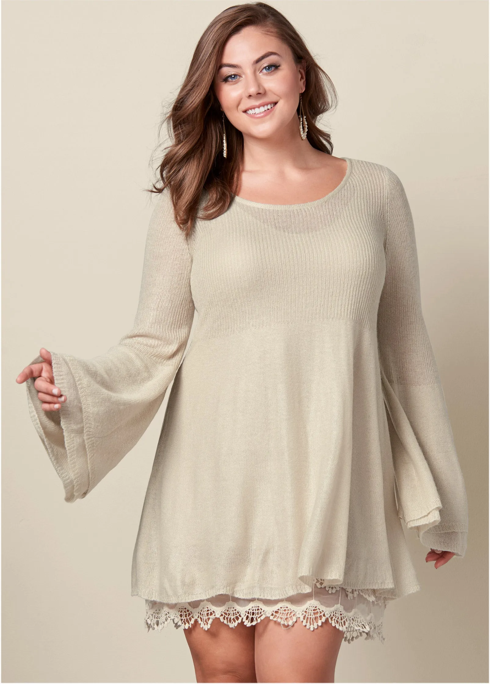 Boho Sweater Dress - Oatmeal