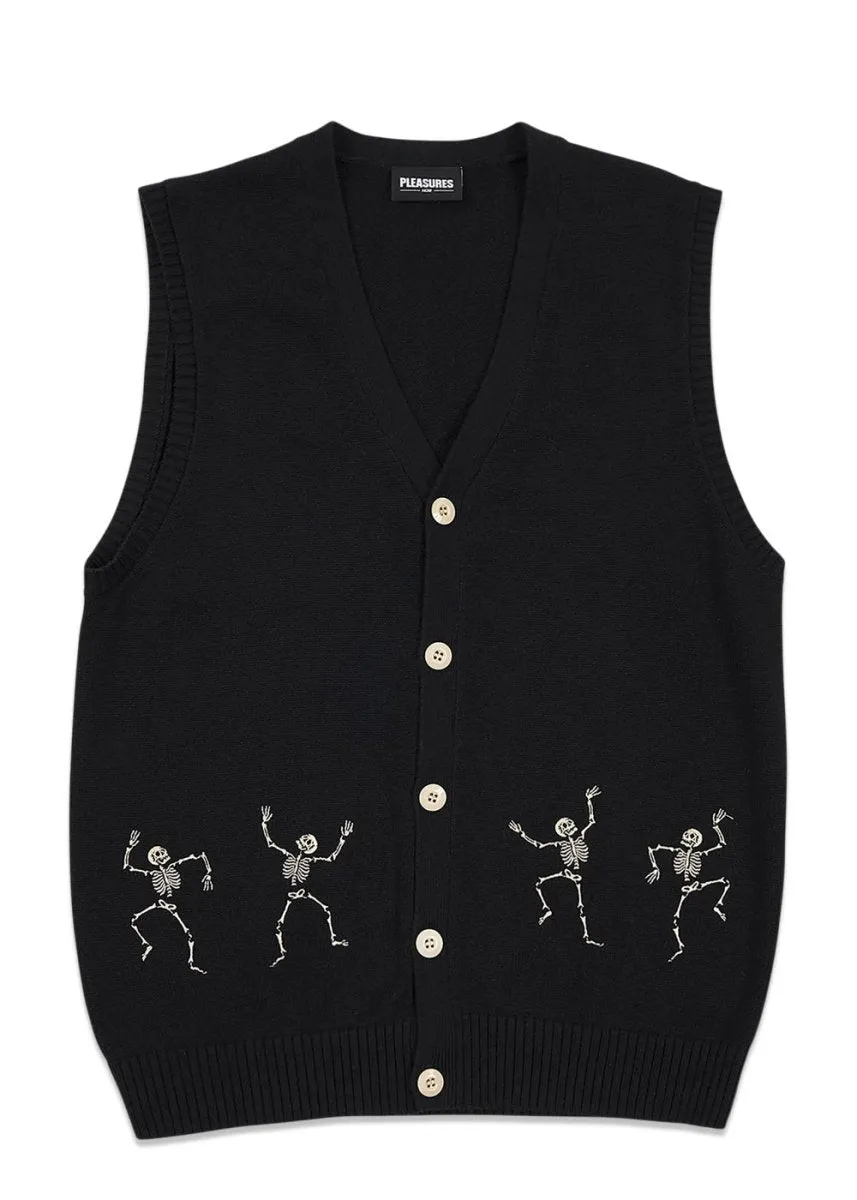 bones cardigan vest - Black