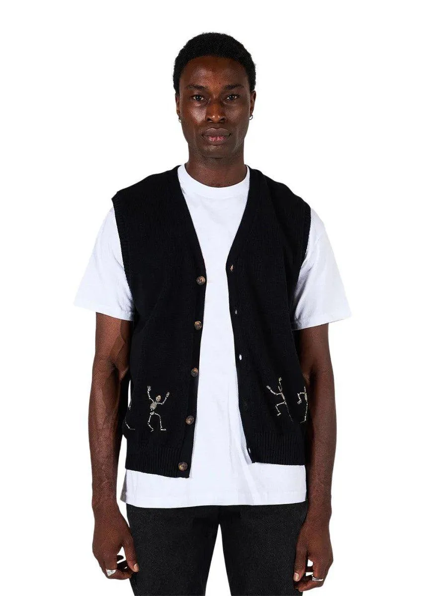 bones cardigan vest - Black