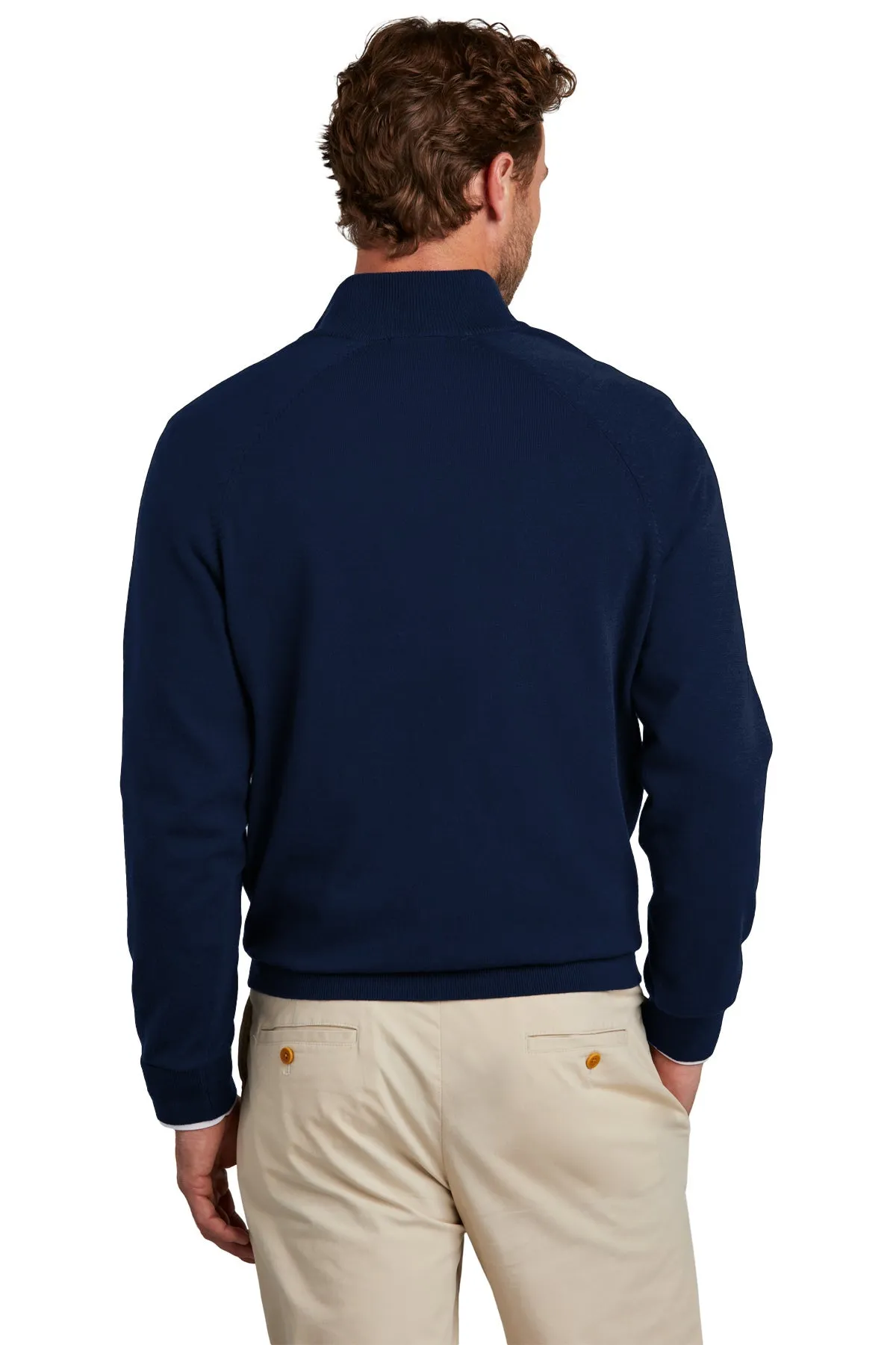 Brooks Brothers Cotton Stretch Custom 1/4-Zip Sweaters, Navy Blazer