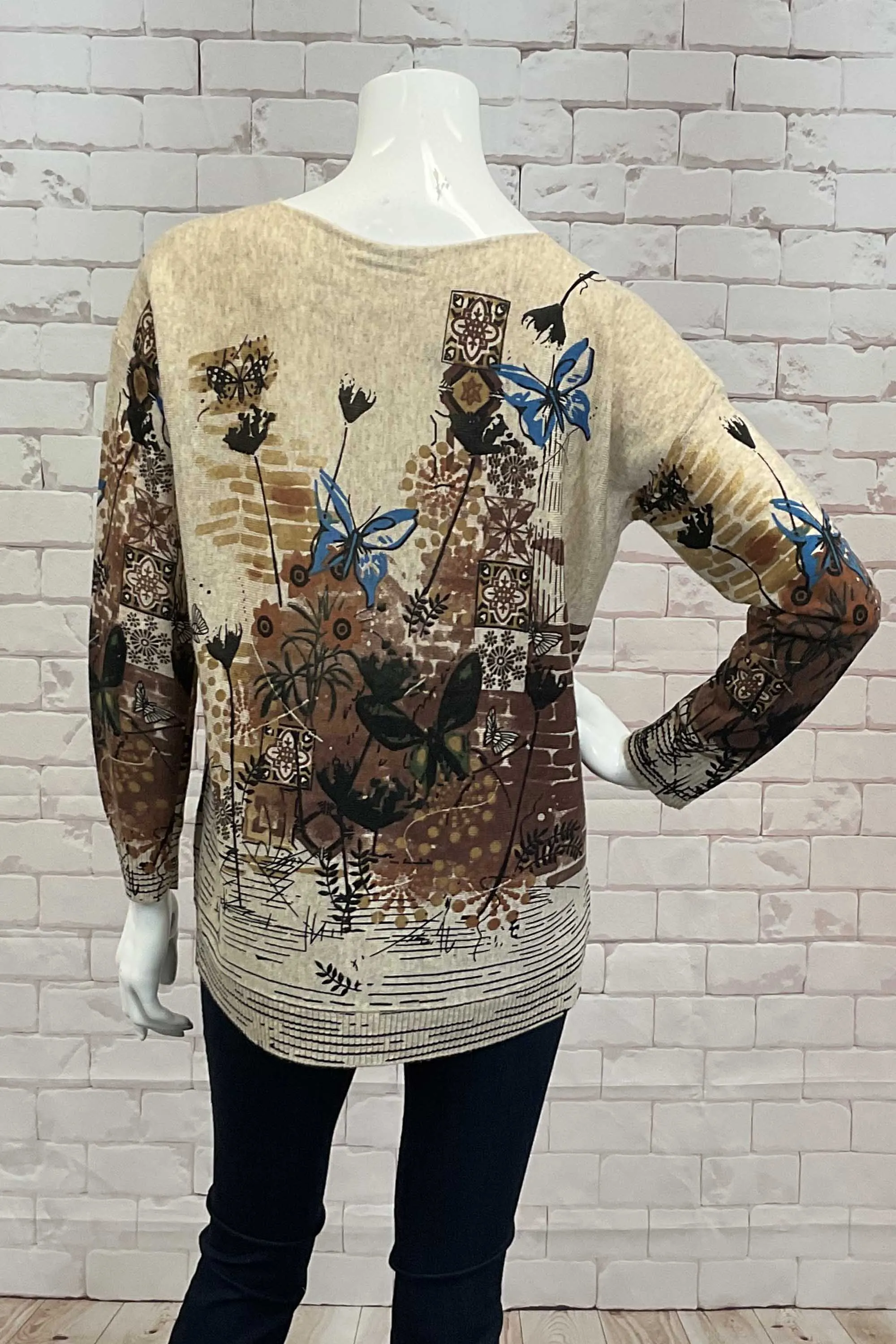 BUTTERFLY PRINT LS TOP