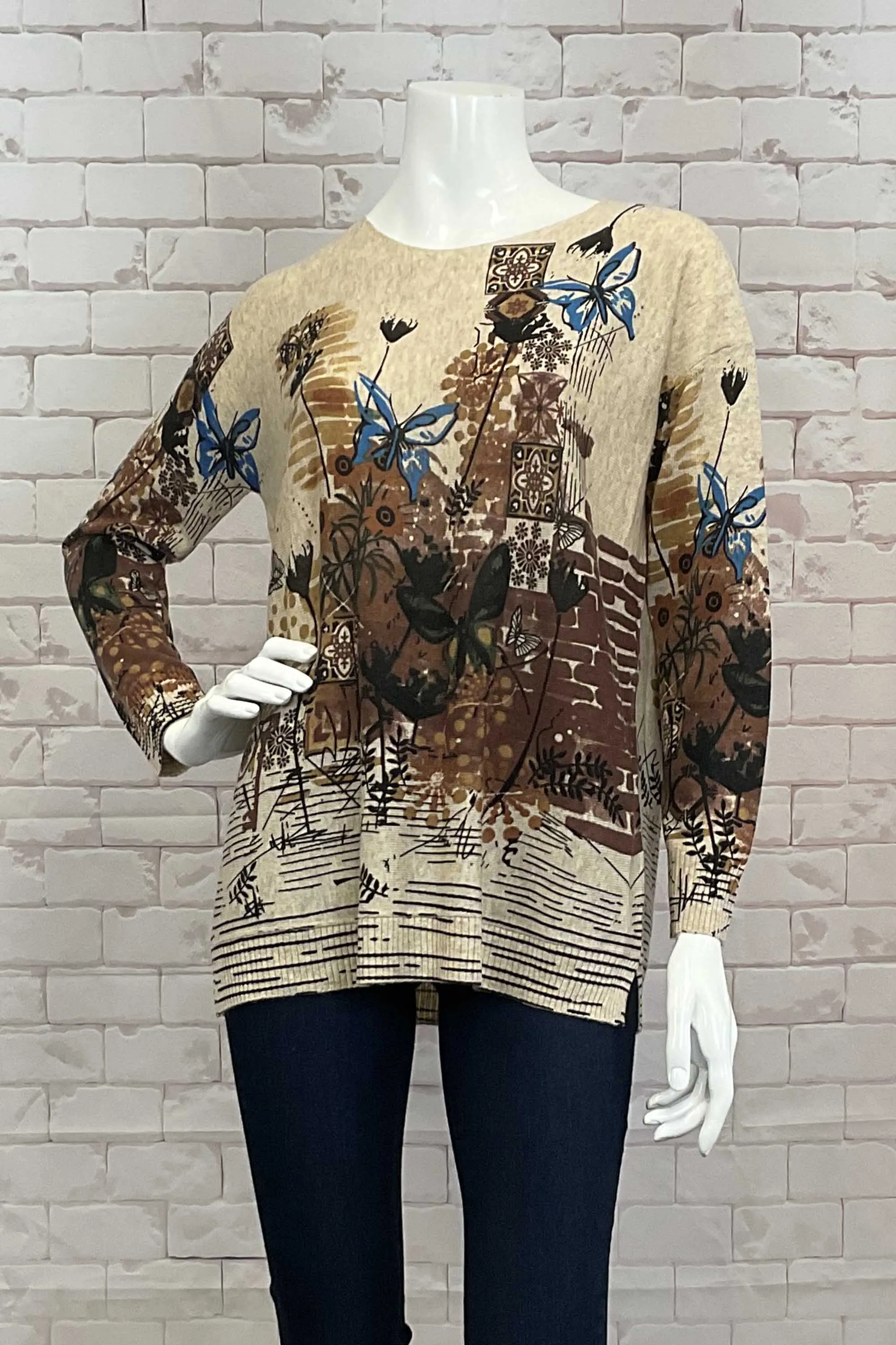 BUTTERFLY PRINT LS TOP