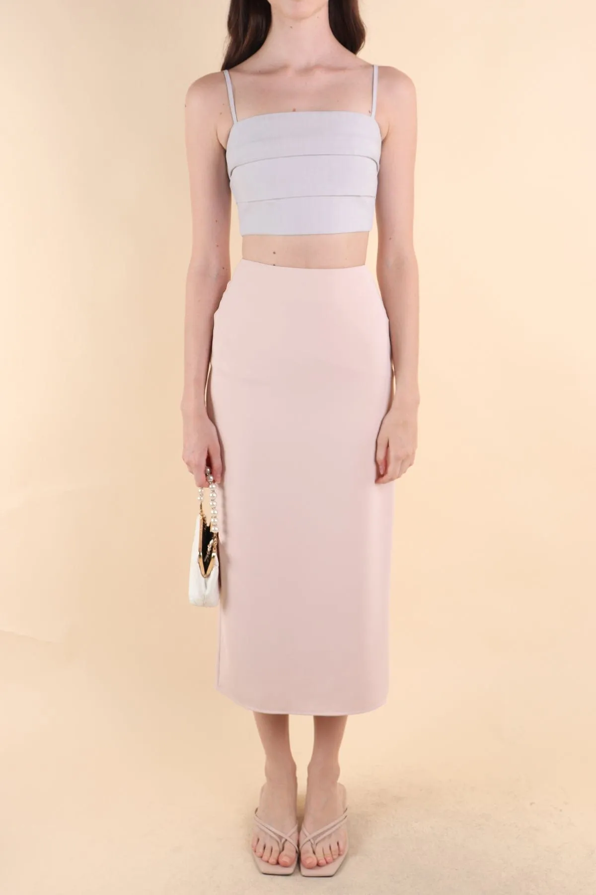 CALIA MIDI SKIRT IN NUDE PINK