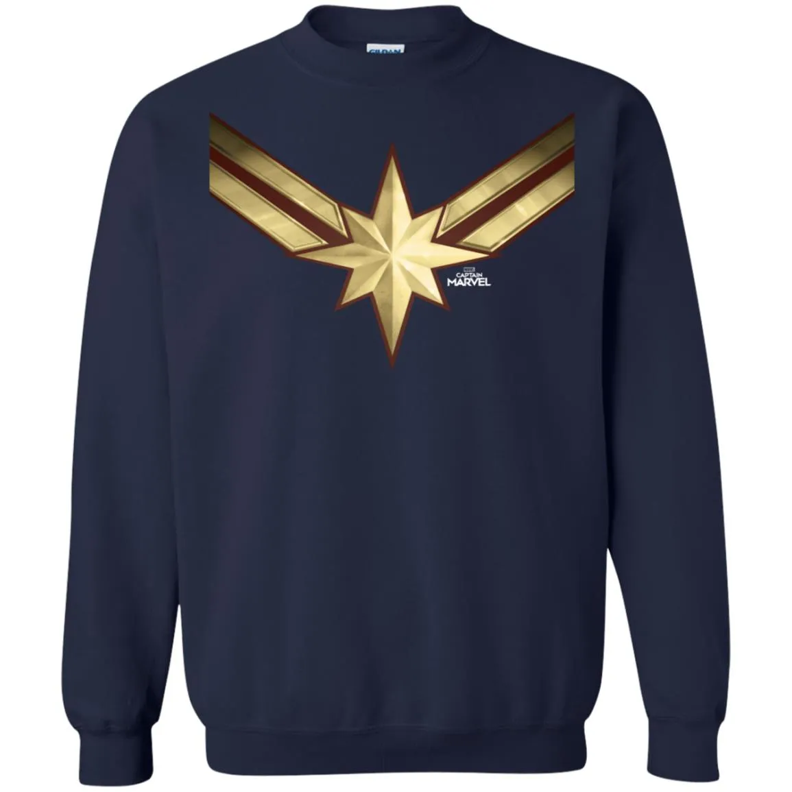 Captain Marvel Gleaming Chest Logo Crewneck Pullover Sweatshirt