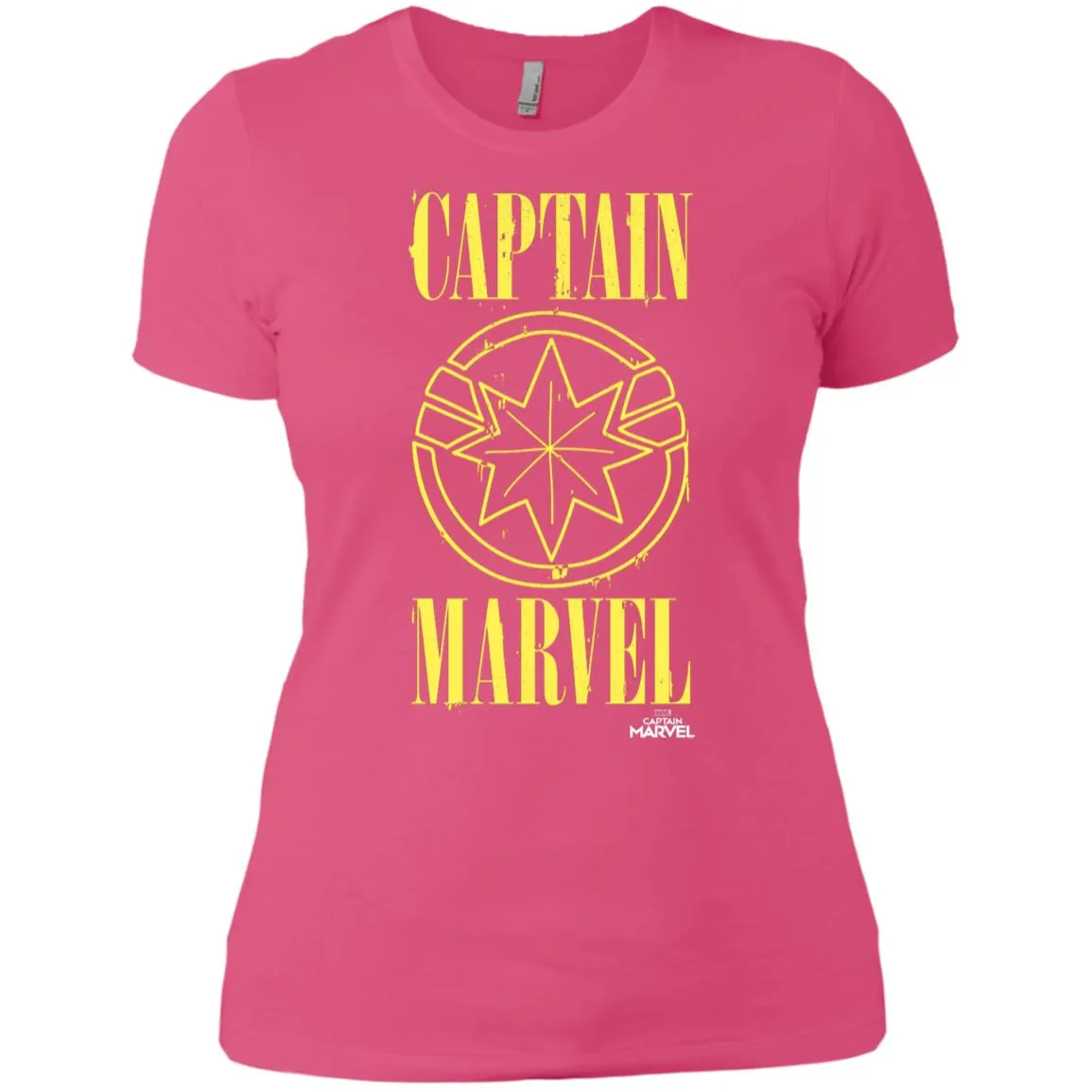 Captain Marvel Yellow Paint Drip Logo Women Cotton T-Shirt