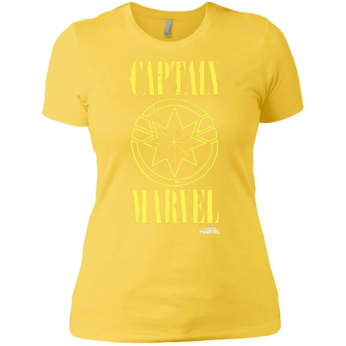 Captain Marvel Yellow Paint Drip Logo Women Cotton T-Shirt