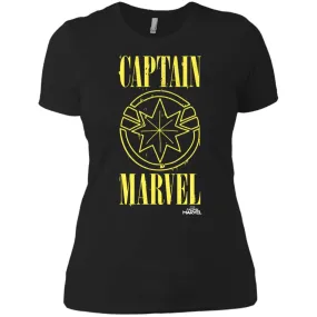 Captain Marvel Yellow Paint Drip Logo Women Cotton T-Shirt