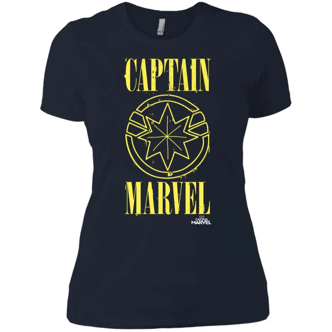 Captain Marvel Yellow Paint Drip Logo Women Cotton T-Shirt